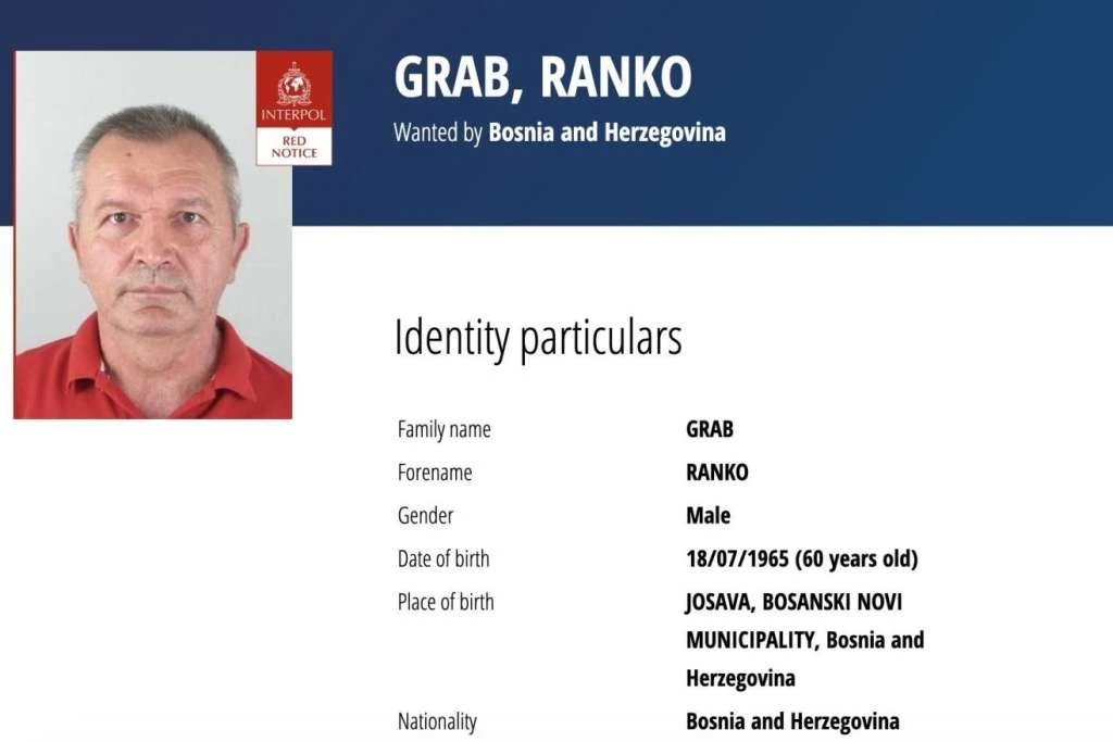 Interpol raspisao međunarodnu potjernicu za Rankom Grabom zbog optužbi za ratni zločin