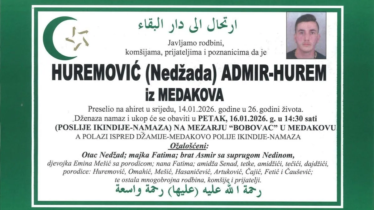 Ogromna tuga: Preminuo 26-godišnji vozač kamiona Admir Huremović