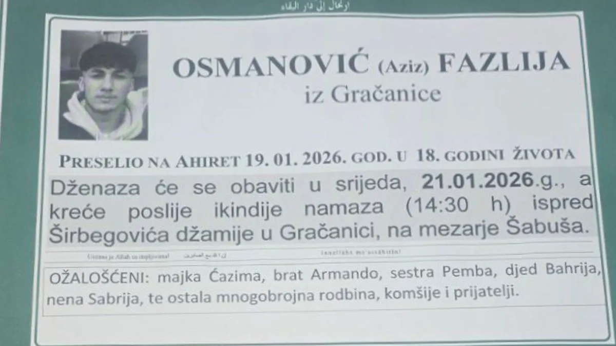 Klanjana dženaza nastradalom 18-godišnjaku kod Gračanice