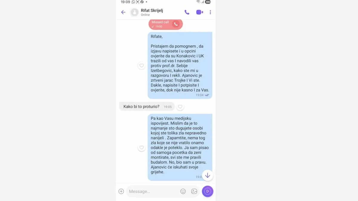 Poruke Škrijelja otkrivaju: Konaković i Uk tražili od mene da se preko UNSA obračunam sa Sebijom