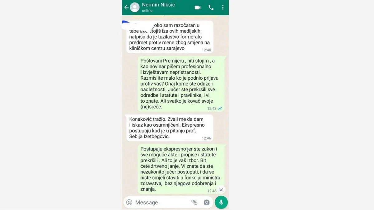 Poruke Škrijelja otkrivaju: Konaković i Uk tražili od mene da se preko UNSA obračunam sa Sebijom