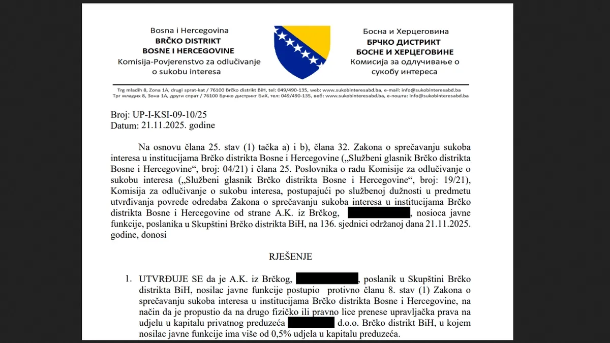 NiP-ov političar kažnjen zbog sukoba interesa: Zaboravio da ima firmu
