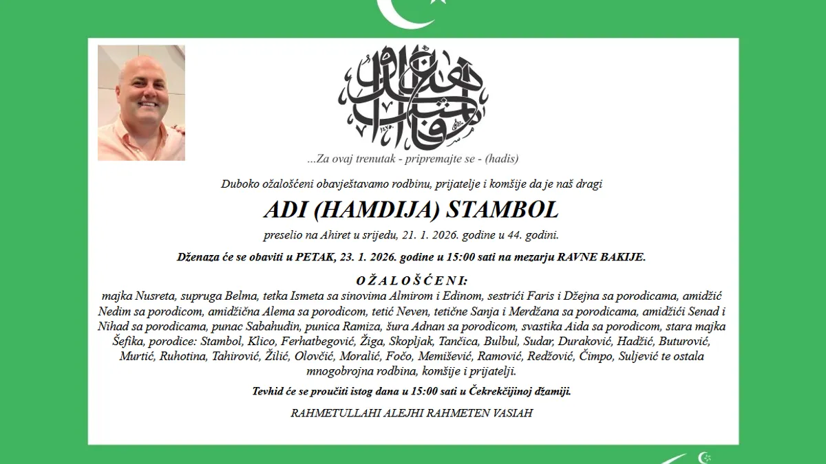 U 44. godini preminuo Adi Stambol, suprug bh. dizajnerke Belme Tvico 