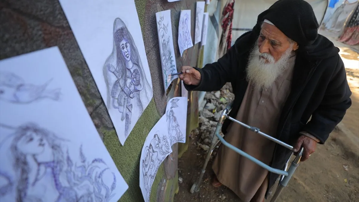  Palestinski umjetnik bez doma u 80. godini crta kako bi preživio tugu Gaze